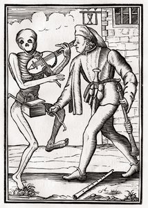 死于音乐家，来自&39;Der Todten Tanz&39;，1843年出版巴塞尔（版画） 作者 未知未知