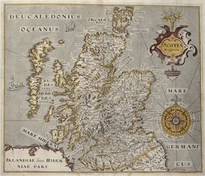苏格兰王国的地图，17世纪Scotia Regnum
