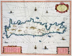 地图显示克里特岛，1570年，亚伯拉罕奥特利乌斯（1527-98）