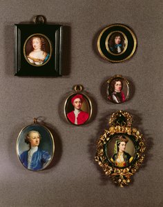 来自LtoR，TtoB的缩影：Frances Teresa Stuart，里士满公爵夫人和Lennox（详见97685）Jean Petitot（1607-91）; Jean Petitot的自画像（1607-91）; Charles Fitzroy，第二任公爵o