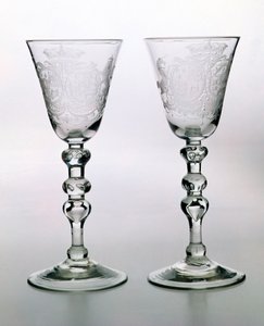 纽卡斯尔轻型栏杆高脚杯，荷兰装饰雕刻，18世纪 作者 未知未知