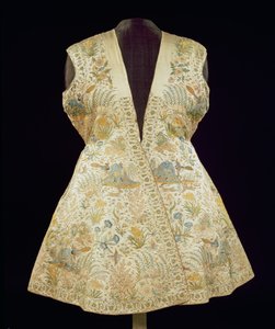 缎纹狩猎外套绣有丝带，北印度（莫卧儿），17世纪的一半（缎和丝绸） 作者 未知未知