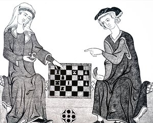 一个男人和一个女人在下棋 作者 不明