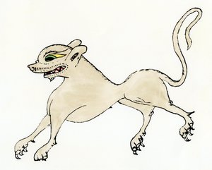 中世纪的狼人--根据食人者皮埃尔（或 Petrus Comestor 或 Manducator，约 1110-1179 年）所著 13 世纪兽类志 Historia Scolastica 绘制的彩色版画--中世纪的狼人形象--来自 Comestor 的 "Historia Scolastica "的手工彩色木刻。 作者 未知艺术家