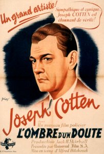 AlFredhitchcock与Joseph Cotten合作的电影《怀疑的阴影》的海报 1943年 作者 不明