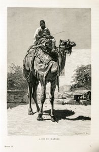An Egyptian and his child on a camel - Illustration from the Atlas of Egypt 作者 不明