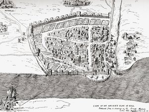 Ancient plan of Kingston upon Hull, East Riding of Yorkshire, England, from Picturesque History of Yorkshire, published c.1900 作者 不明