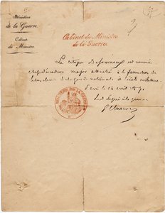 代表巴黎公社战争的代表的亲笔签名信 Gustave Paul Cluseret。 暗淡。 10,7x6,8 厘米 1871 作者 不明