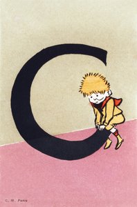C代表马 - 儿童字母表。C.M. editeur，巴黎。手绘明信片，邮资为1904年。尺寸：14 x 9 cm 作者 不明