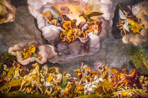 公爵宫、皇宫、圣乔治城堡、曼图亚、伦巴第、意大利、欧洲的天花板画（照片） 作者 未知艺术家