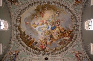 Ceiling painting, interior photograph, St. George Catholic Parish Church, Neustift, Stubai Valley, Tyrol, Austria, Europe (photo) 作者 未知艺术家
