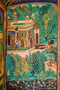 印度拉贾斯坦邦邦迪，邦迪，塔拉格尔堡，Chittra Shala 院落，巧夺天工的精美绘画 (图片) 作者 未知艺术家