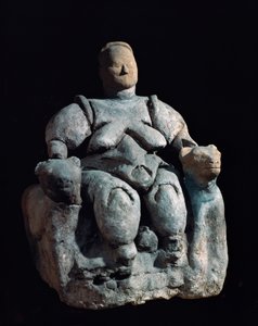 母亲女神，兵马俑雕像。来自Catal Huyuk的公元8000-6000年 作者 不明