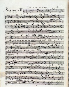 J·海顿《第二交响曲》小提琴乐谱第一页 作者 未知艺术家