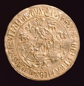 法国查尔斯的金堡，阿基坦公爵（1433-77）（正面）显示公爵与狮子摔跤，在波尔多被击中 作者 不明