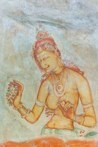 壁画；带花的赤膊女人；阿普萨拉；联合国教科文组织世界文化遗产；锡吉里耶；斯里兰卡；亚洲 作者 不明