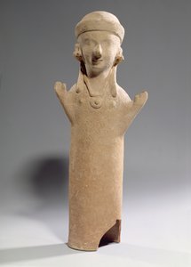 举起双臂的女神或崇拜者，小雕像，公元前 550 年（赤土陶器） 作者 不明