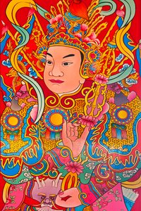 缅甸仰光中国福庆寺的护法神像，仰光，缅甸，亚洲（照片） 作者 未知艺术家
