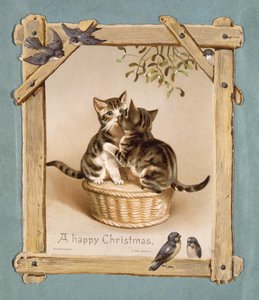 “小猫们说圣诞快乐”（chromolitho） 作者 未知艺术家