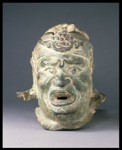 墓穴或寺庙门口的守护者头像，可能是 "dvarapala"，中国，明代 作者 不明