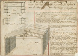 提示-Floyer Estate的谷仓：钢笔画，1733年4月25日 作者 不明