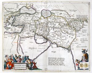 历史。古希腊。亚历山大大帝的旅行。雕刻于 ：Le theatre du monde, atlas by G, Blaeu, Amsterdam 作者 未知艺术家