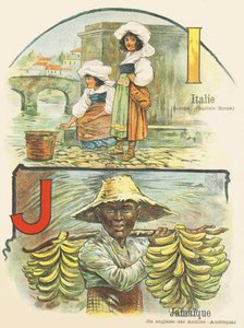I J：意大利、牙买加——两个世界的ABC。 Emile Guerin，出版商，巴黎，约 1900 年。尺寸：27.5 x 21.5 厘米 作者 不明