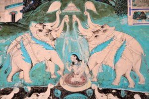 印度，拉贾斯坦邦，邦迪：Chitra Shala宫壁画（18和19世纪）（照片 作者 不明