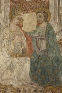 内部的。 北渡。 祭坛 (Altar de las pinturas murales)。 来自主教堂的原件。 壁画（壁画？）。 细节。 14 世纪末。 作者 不明