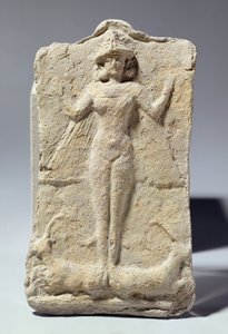 罐子装饰有围绕女神伊什塔尔的象征性图案，巴比伦，公元前 1700 年（赤土陶器） 作者 不明