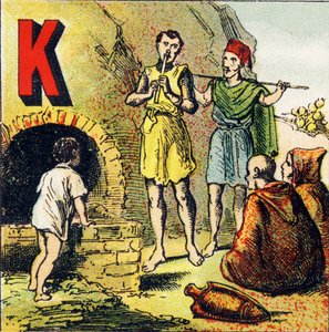 K：卡比利亚。卡比利亚是一个位于非洲的国家。它是由Kabyles居住的--取自Alphabet geographique的雕版画。Guerin-Muller et Cie, editeurs, Paris 作者 不明