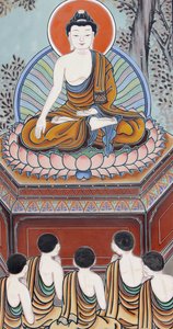 佛陀的一生 作为一名佛陀，一名觉醒者，他回来教导他的五位同修关于不圆满的真理，关于原因（渴望）的高贵真理，关于停止的高贵真理，以及通往停止的高贵的8重道路。 作者 不明