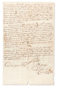 1798年9月8日给库拉索岛向风群岛行政指南特别代理人Victor Hugues签名的手稿“ Jb d Castro”和“ David Cohen Henriq”（纸本） 作者 不明