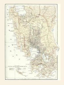菲律宾马尼拉的地图和1898年美西战争期间的战争地点。 作者 不明