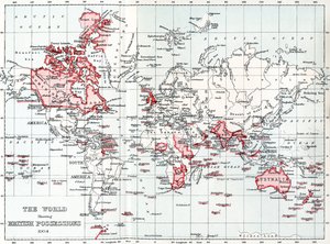 显示1904年英国属地的世界地图。 作者 不明