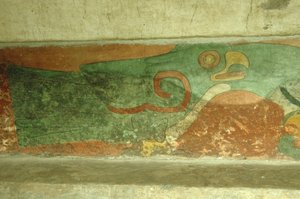 墨西哥，墨西哥城，特奥蒂瓦坎（公元1世纪），美洲豹庙，鹦鹉壁画 作者 不明