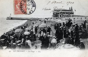 诺曼底，滨海塞纳河（76），特雷波：海滩上的度假者人群和背景中的赌场 - 明信片日期为1904年 作者 未知艺术家