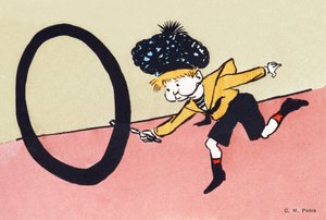 O 作为 O 形箍 - 儿童字母表。 C. M. 编辑，巴黎。 手绘明信片，1904 年盖章。尺寸：14 x 9 厘米 作者 不明