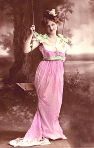 秋千上：明信片幻想 1910 年 作者 未知艺术家