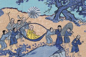 2019年，越南归仁，王女佛塔，墙面壁画，佛教僧侣(照片) 作者 不明