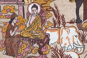 王女佛塔，墙面壁画，佛祖的生活，越南归仁，2019年(照片) 作者 不明