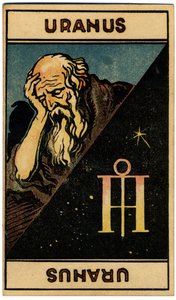 超自然现象占星术。天王星（行星）。占星牌选自：《占星塔罗牌》，法国 Georges Muchery 著 作者 未知艺术家
