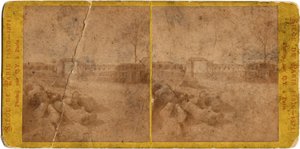 巴黎围城 (1871)：20/09/1870 至 28/01/1871 期间普鲁士人围攻城市期间的城市景观。 Q.V. 的照片。 打印在纸板上 昏暗。 17x6,9 厘米 作者 不明
