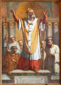 教区教堂（Parochiale kerk Sint-Dionysius van Lede）。 内部的。 南过道。 祭坛。 绘画。 圣丹尼斯。 ThEodore-Joseph Canneel 签名并注明日期 1854 年。 作者 未知艺术家