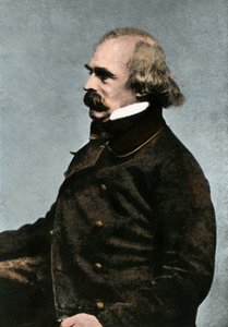 美国作家纳撒尼尔-霍桑（1804-1864 年）肖像，约 1862 或 1863 年 - 彩色摄影 19 世纪 - （纳撒尼尔-霍桑，约 1862 或 1863 年 - 波士顿拍摄照片的手工彩色半色调复制品） 作者 未知艺术家