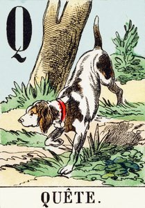 Q：Quete-A《狩猎字母》，约1890年（雕刻） 作者 不明