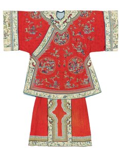 19到20世纪，红底非正式女士的长袍和围裙 作者 不明
