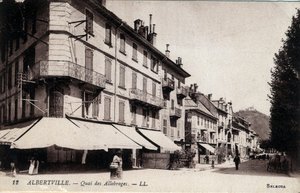 Rhone Alpes, Savoie (73), Albertville: Quai des Allobroges的景色 - 明信片 19-20世纪末 作者 未知艺术家