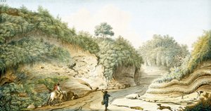 从保西利波石窟通往那不勒斯王国皮亚努拉的道路，约 1767 年 作者 未知艺术家