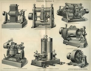 代表德国电机的科学技术委员会。插图来自 "Meyers Grosses Konversations - Lexikon" 1904年。莱比锡和维也纳的文献学研究所 作者 不明